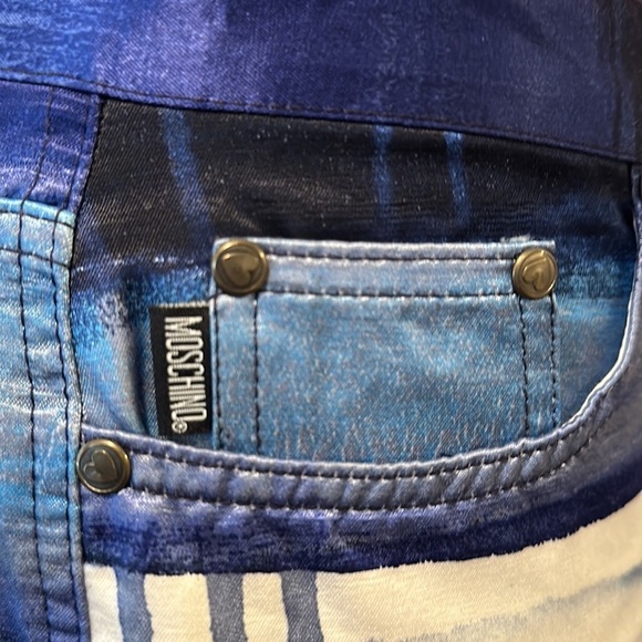 Moschino Jeans Stretch Satin Blue White Pants The Nanny - Picture 5 of 11